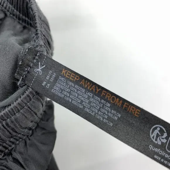 By Anthropologie Satin + Lace Pajama Set Cropped Top W/Shorts Gray Size Medium - Picture 7 of 13